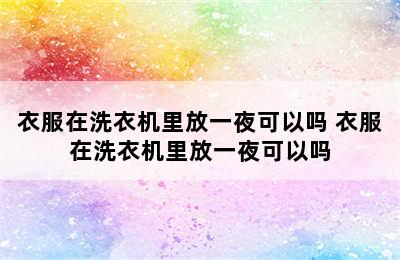 衣服在洗衣机里放一夜可以吗 衣服在洗衣机里放一夜可以吗